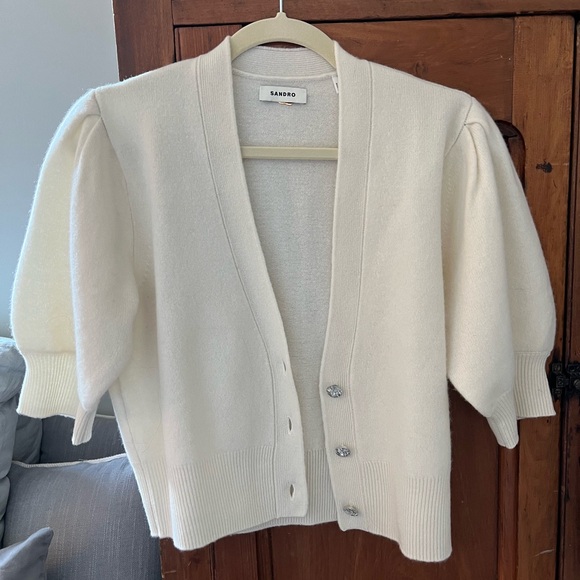 Gorgeous Sandro Wool Sweater Cardigan - Ecru - Sz 2 - New W/o Tags! - Picture 2 of 7